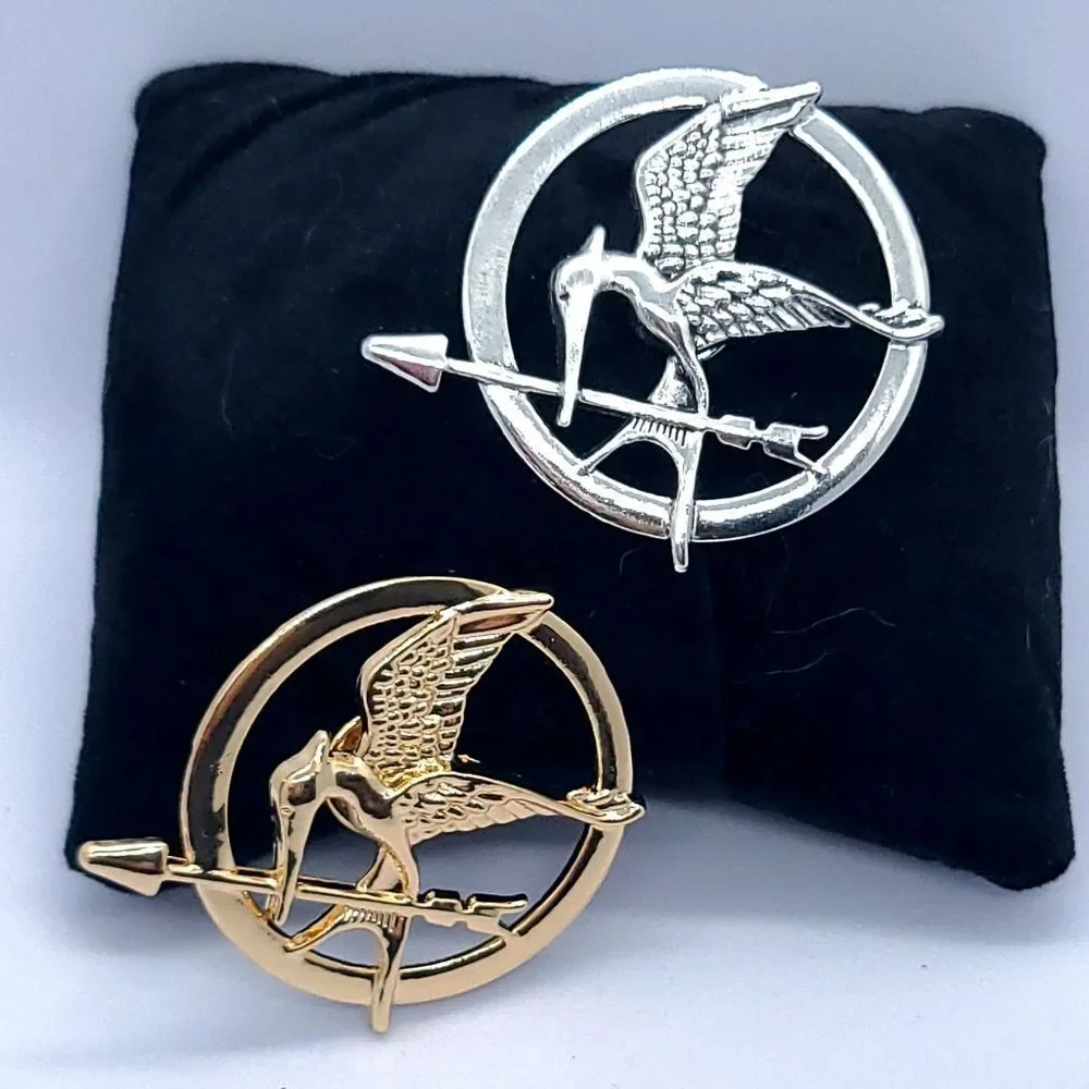 Mockingjay Inspired Bird Arrow Enamel Pin Gold Silver Fantasy Cosplay Brooch NWT